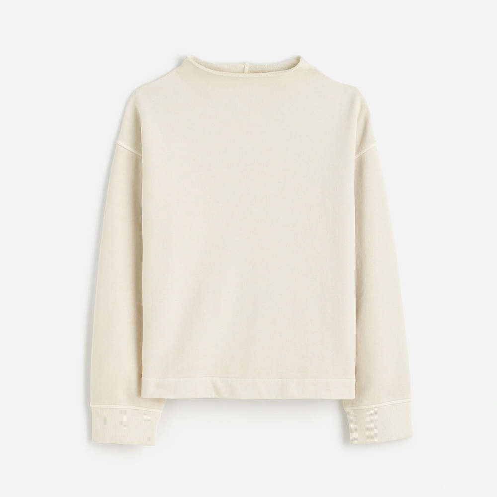 Madewell Long-Sleeve Funnel-Neck Sweatshirt in Parchment - Picture 4 of 11